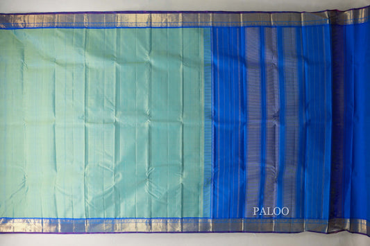 Dual Tone Yellow and Aqua Blue Vintage Kanjivaram Silk Saree SS9062