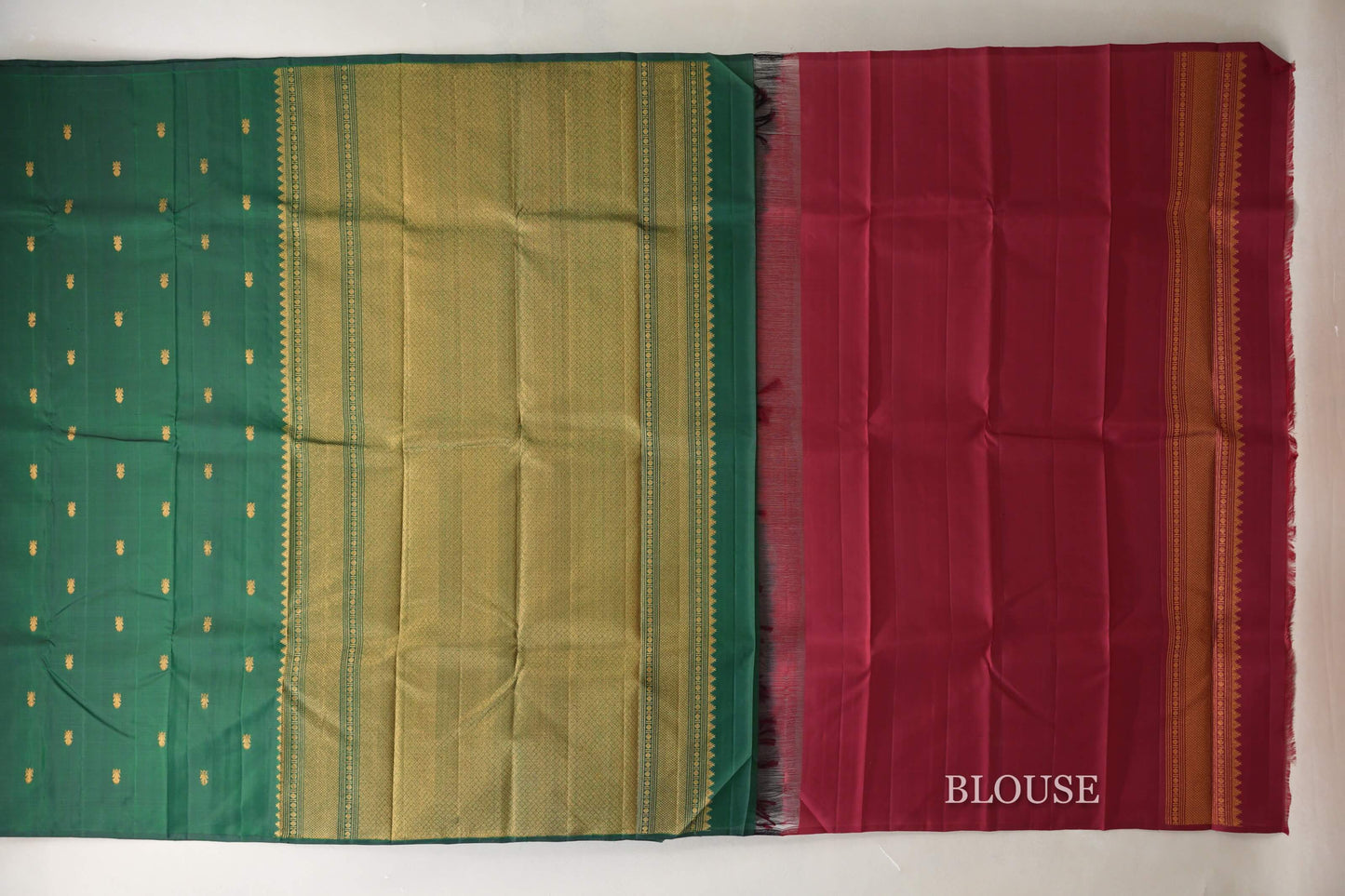 Bottle Green Vintage Kanjivaram Silk Saree SS9064