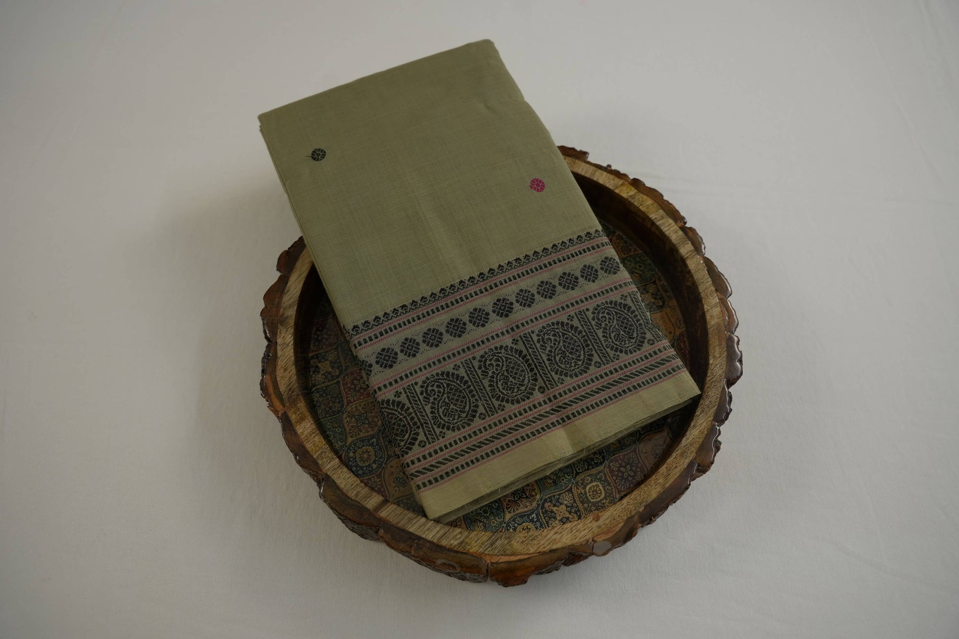 Elaichi green kanchi cotton saree