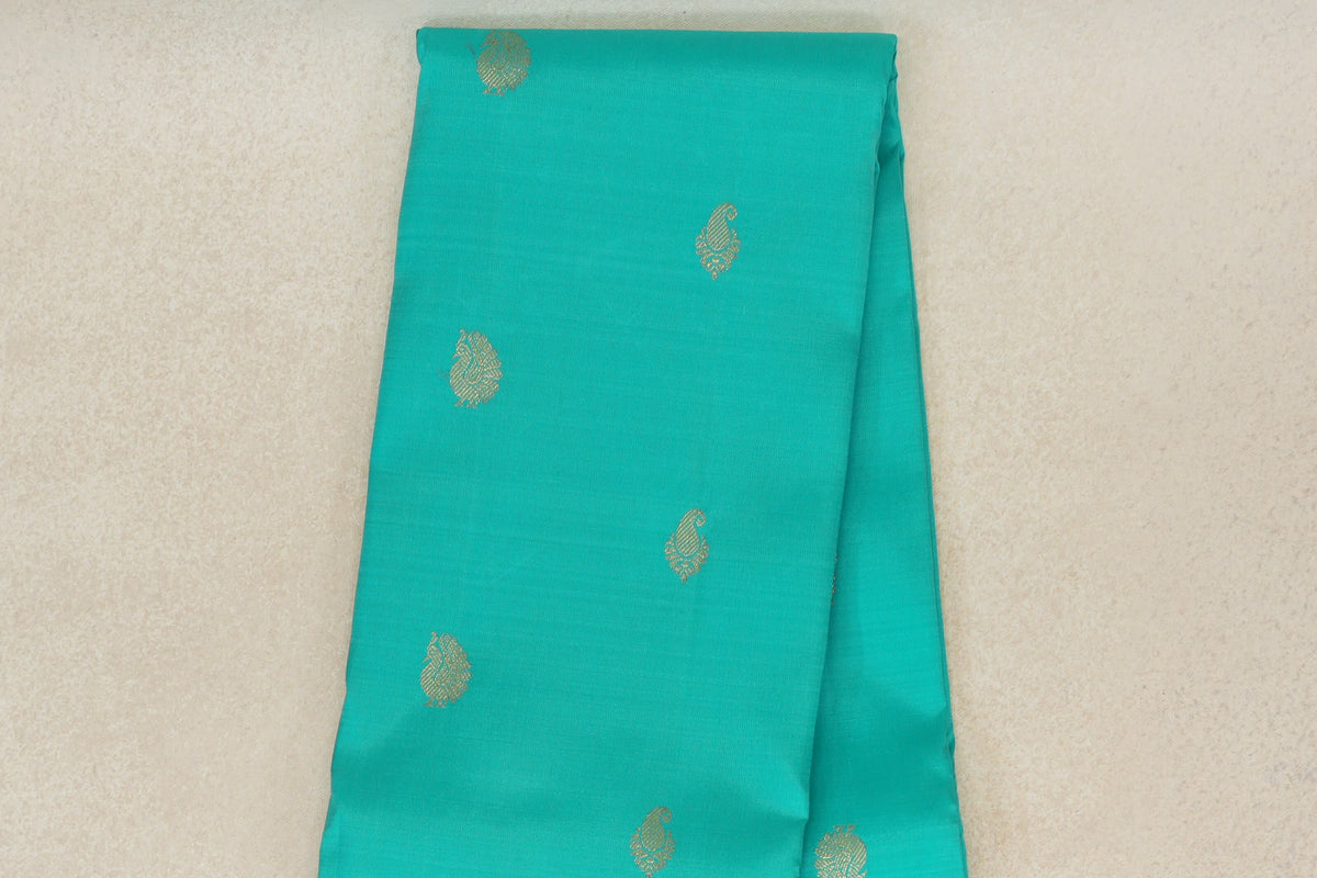 Aqua Blue with Deep Maroon Borders Vintage Kanjivaram Silk Saree body