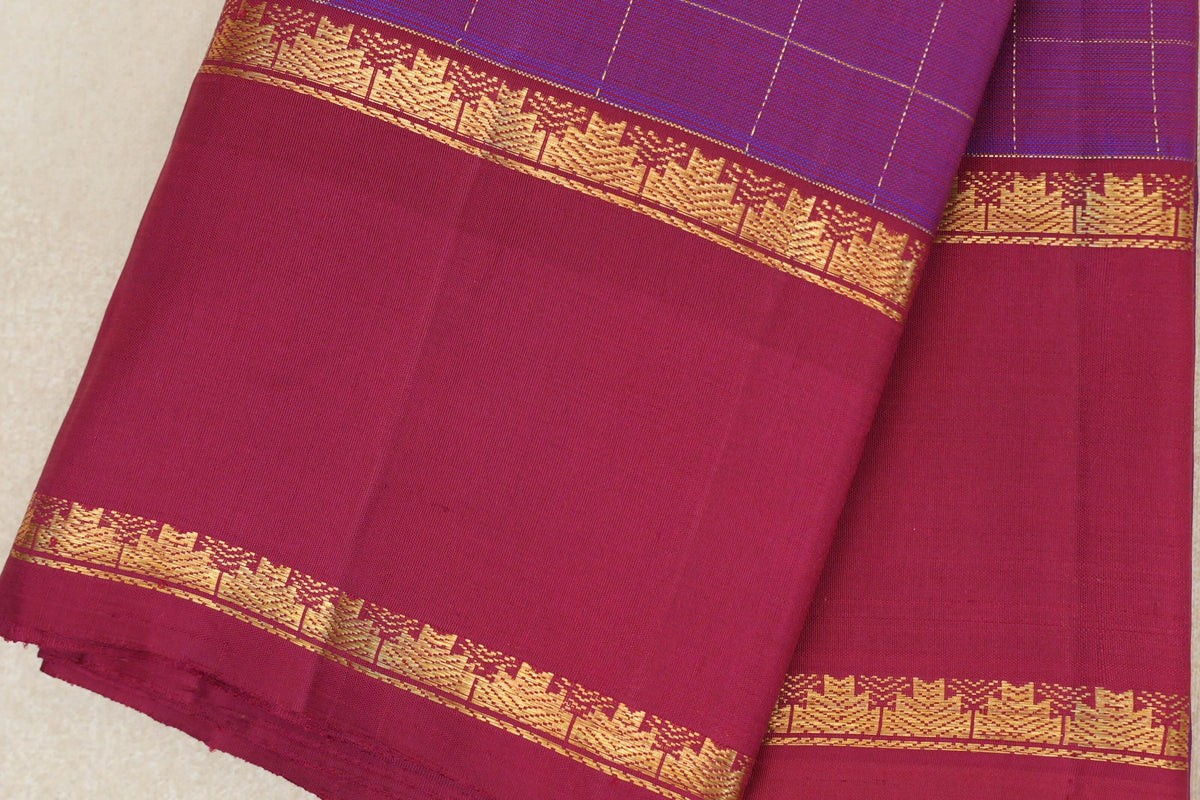 Dual Tone of Red and Blue Vintage Kanjivaram Silk Saree border