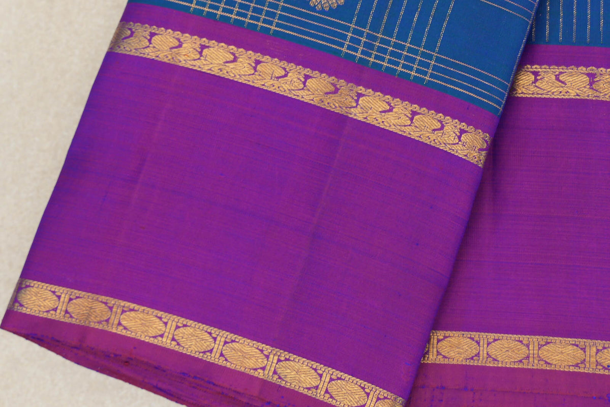 Peacock Blue Vintage Kanjivaram Silk Saree border