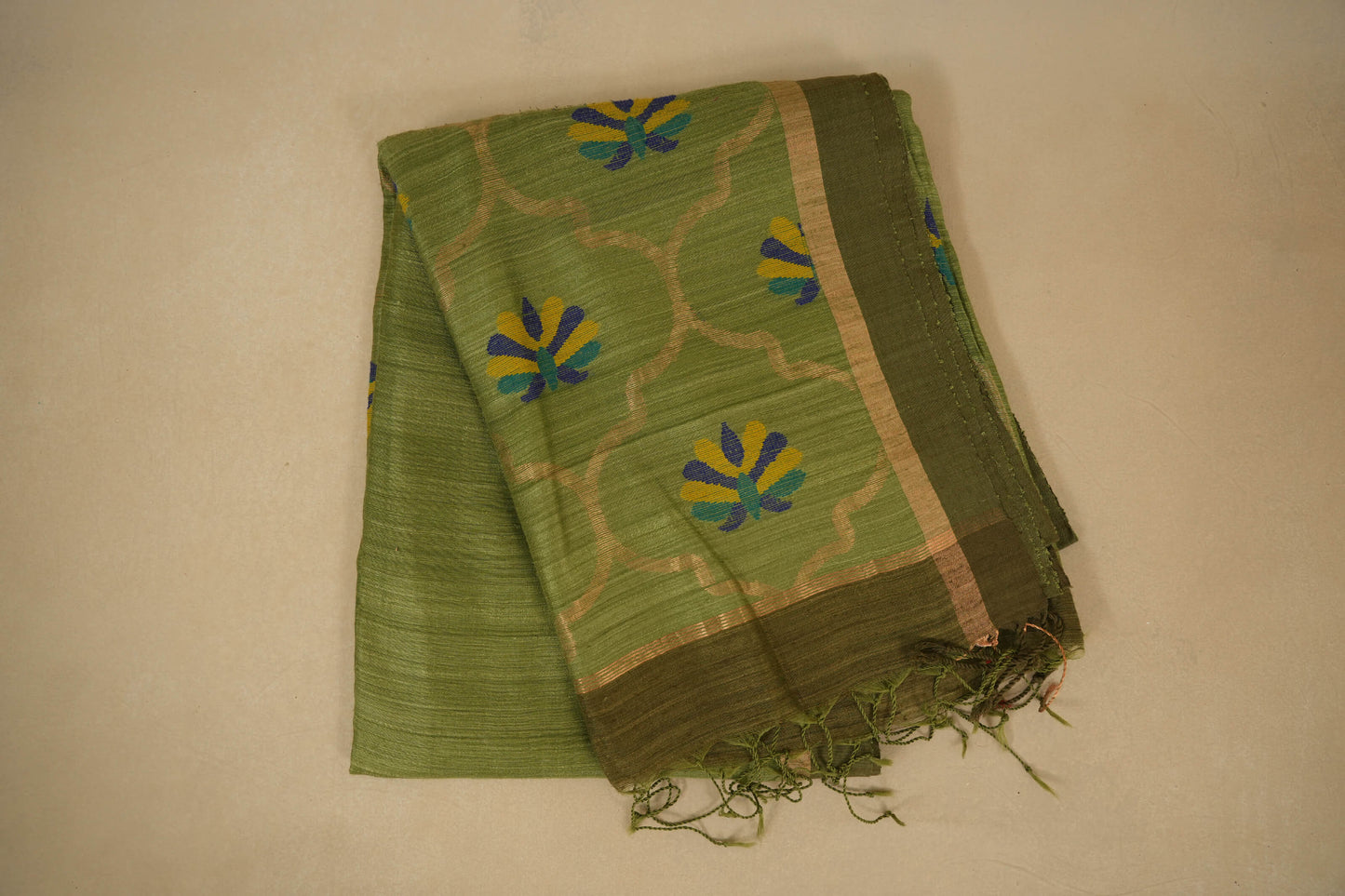 Elaichi green tussar silk saree
