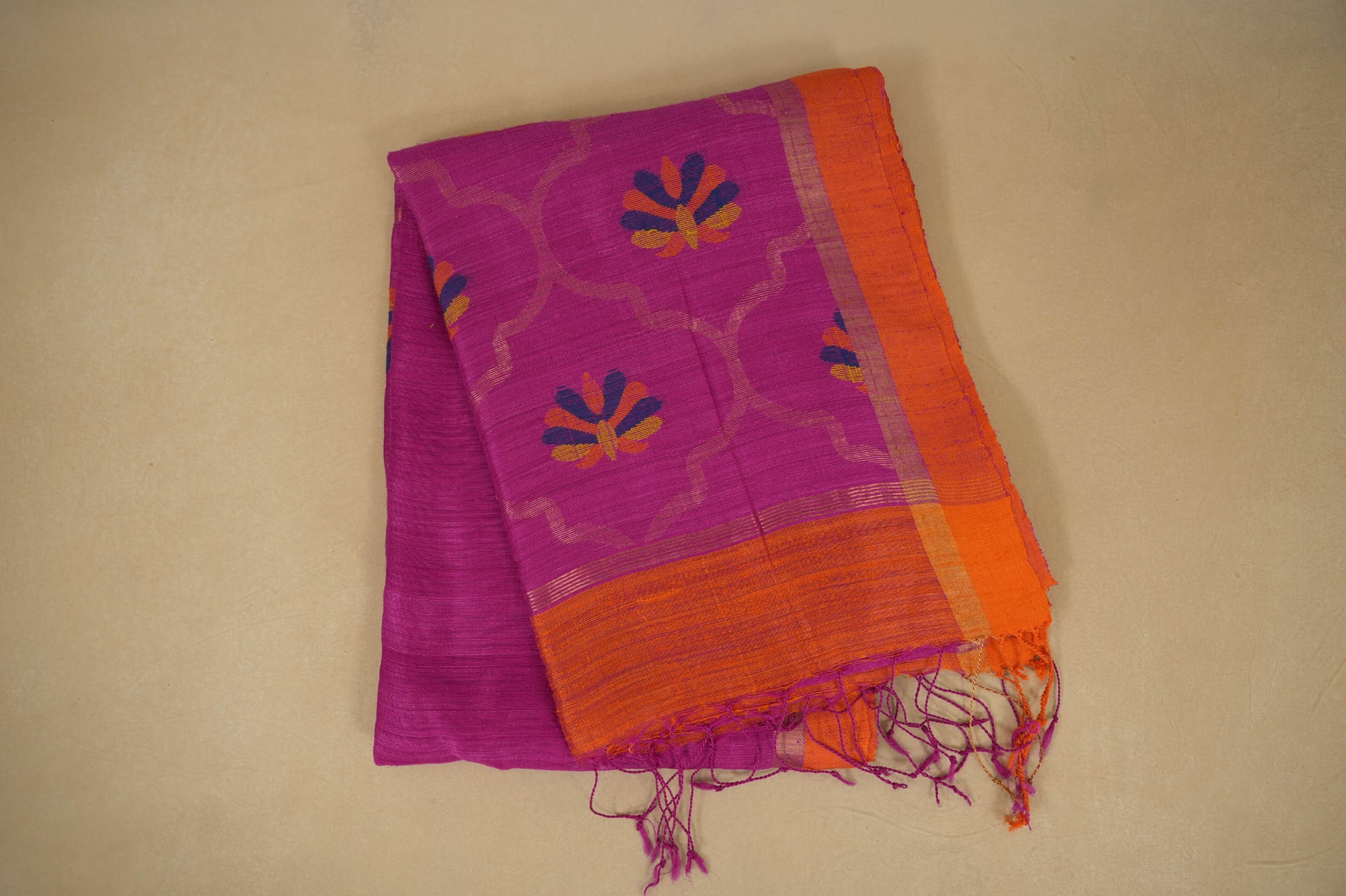Pink tussar silk saree