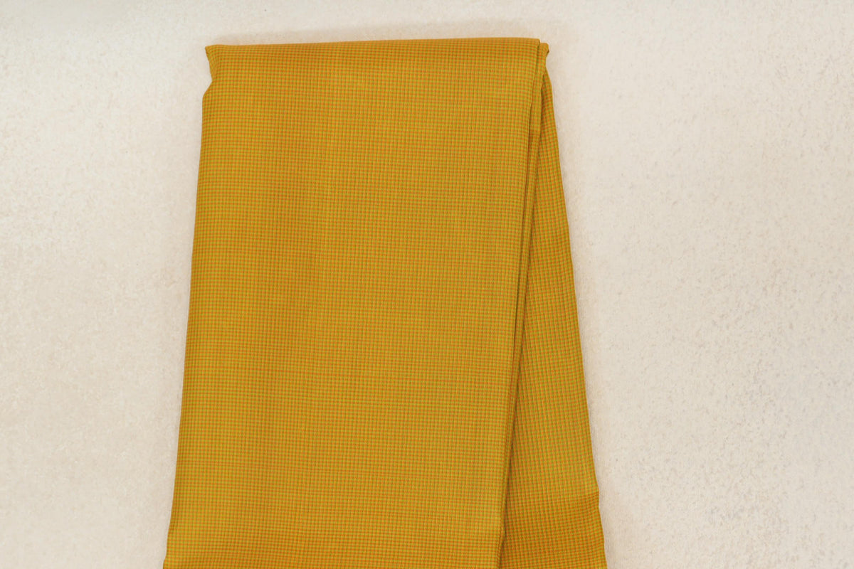 Mustard Yellow with Green Checks with Deep Plum Rettai Pettu Borders Vintage Kanjivaram Silk Saree body