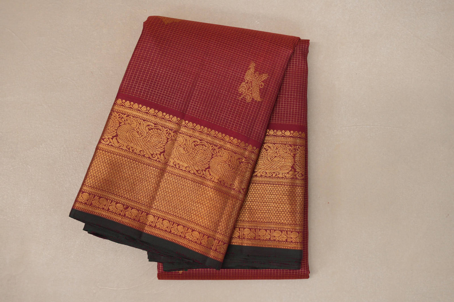 Deep Maroon Vintage Kanjivaram Silk Saree SS9068