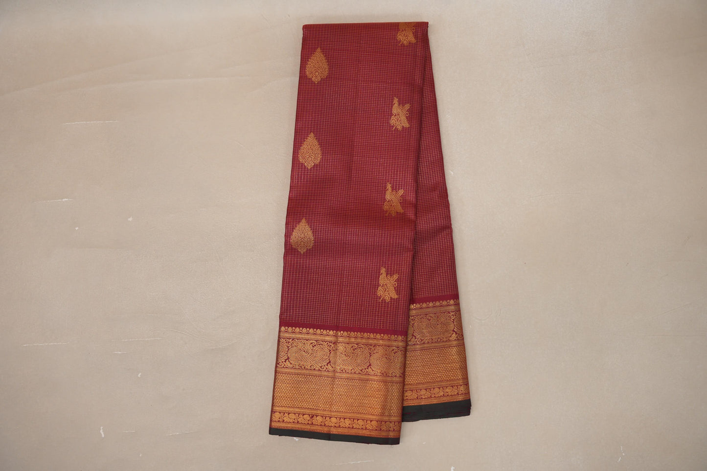 Deep Maroon Vintage Kanjivaram Silk Saree SS9068
