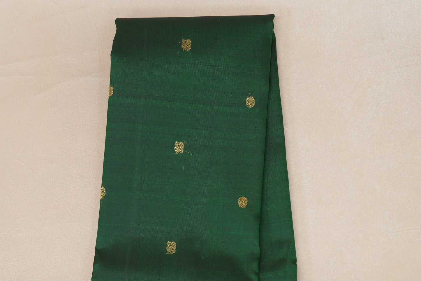 Bottle Green with Orangish Red Borders Vintage Kanjivaram Silk Saree SS9069