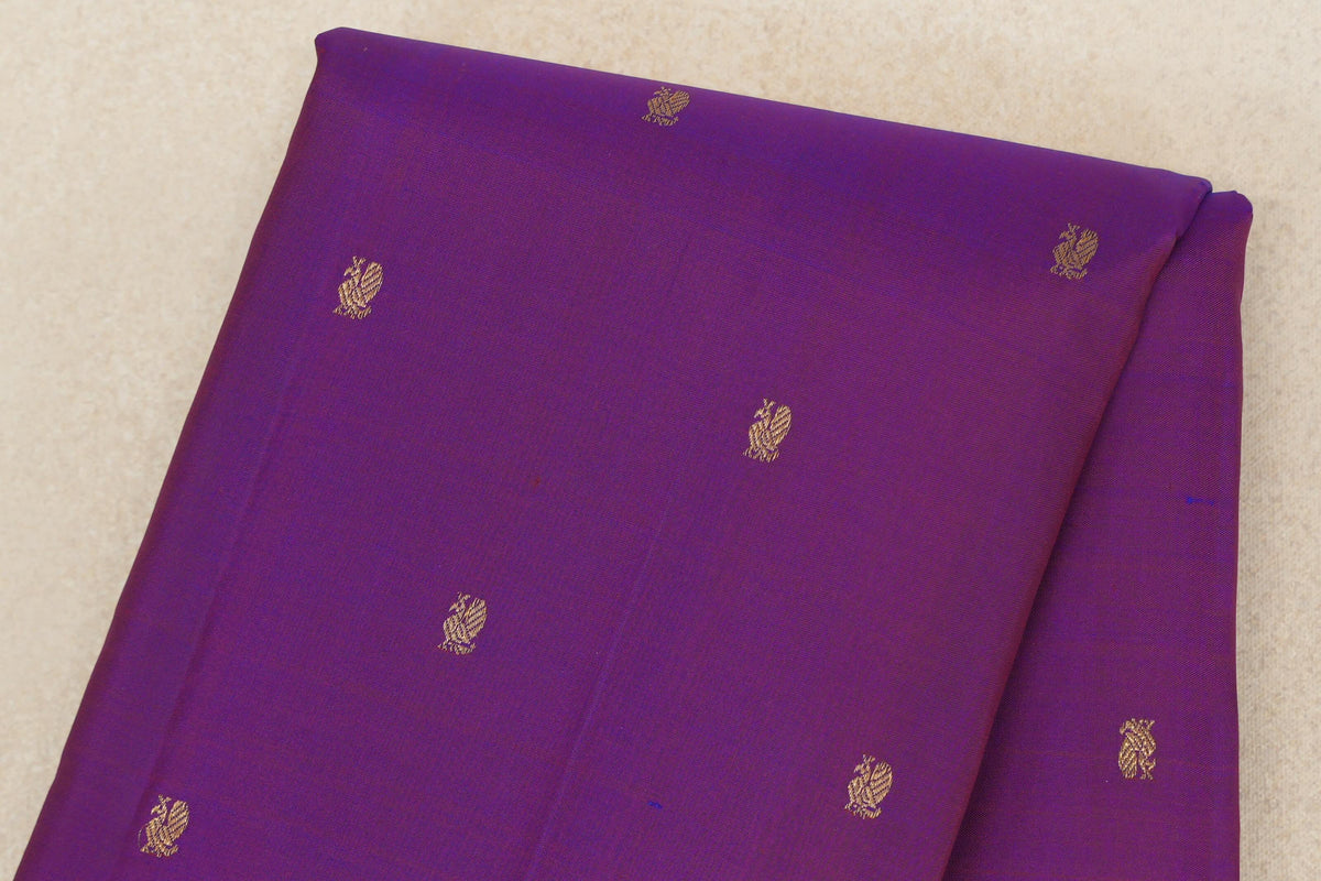 Dual Tone of Orange and Blue Vintage Kanjivaram Silk Saree body