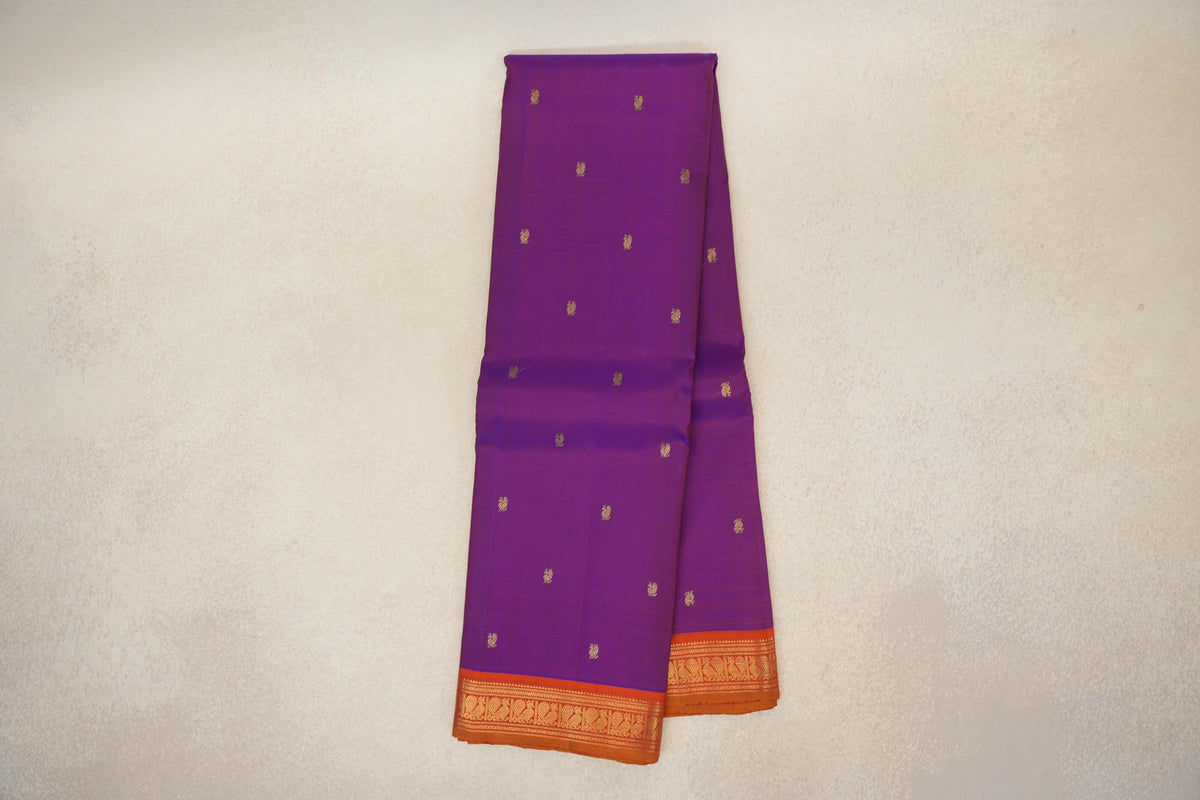 Online Dual Tone of Orange and Blue Vintage Kanjivaram Silk Saree