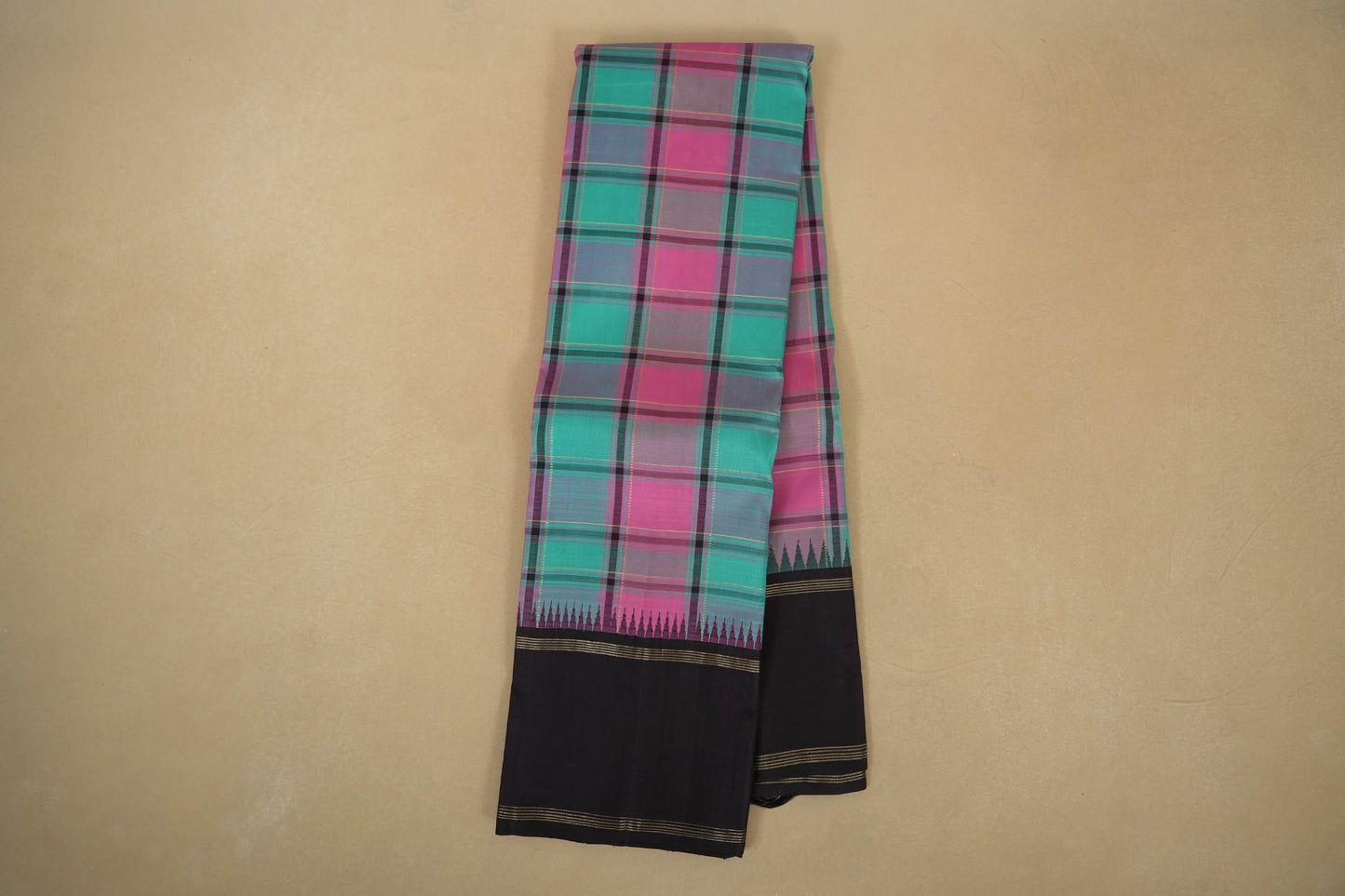 checked vintage kanjivaram silk saree