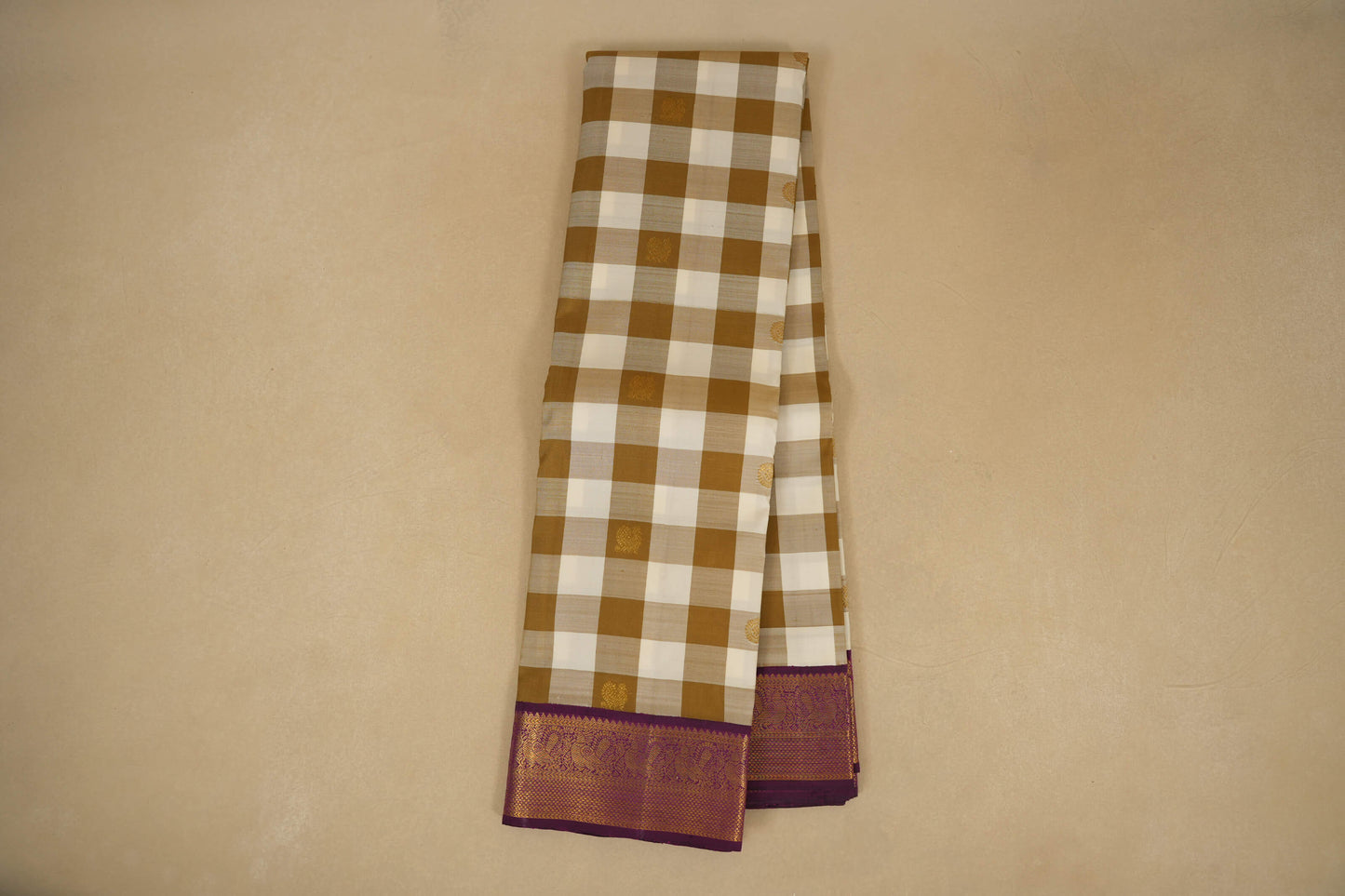 checked vintage kanjivaram silk saree
