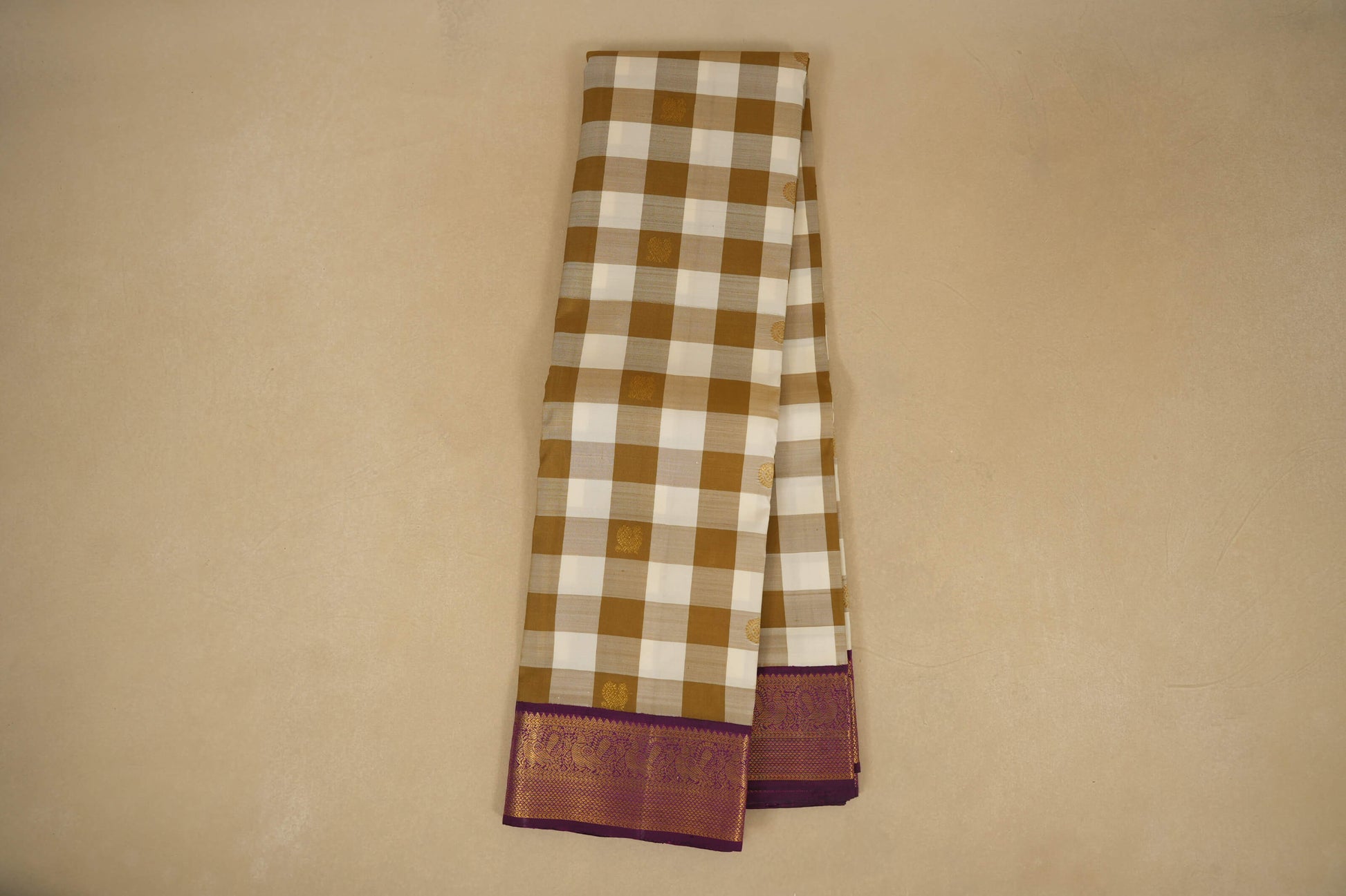 checked vintage kanjivaram silk saree