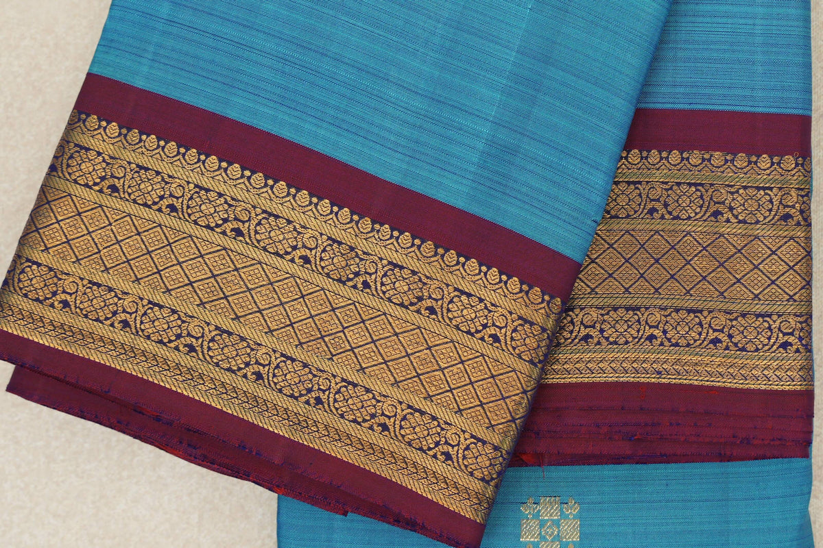Baby Blue Vintage Kanjivaram Silk Saree border