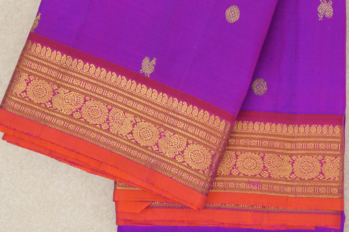 Dual Tone of Pink and Violet Vintage Kanjivaram Silk Saree border