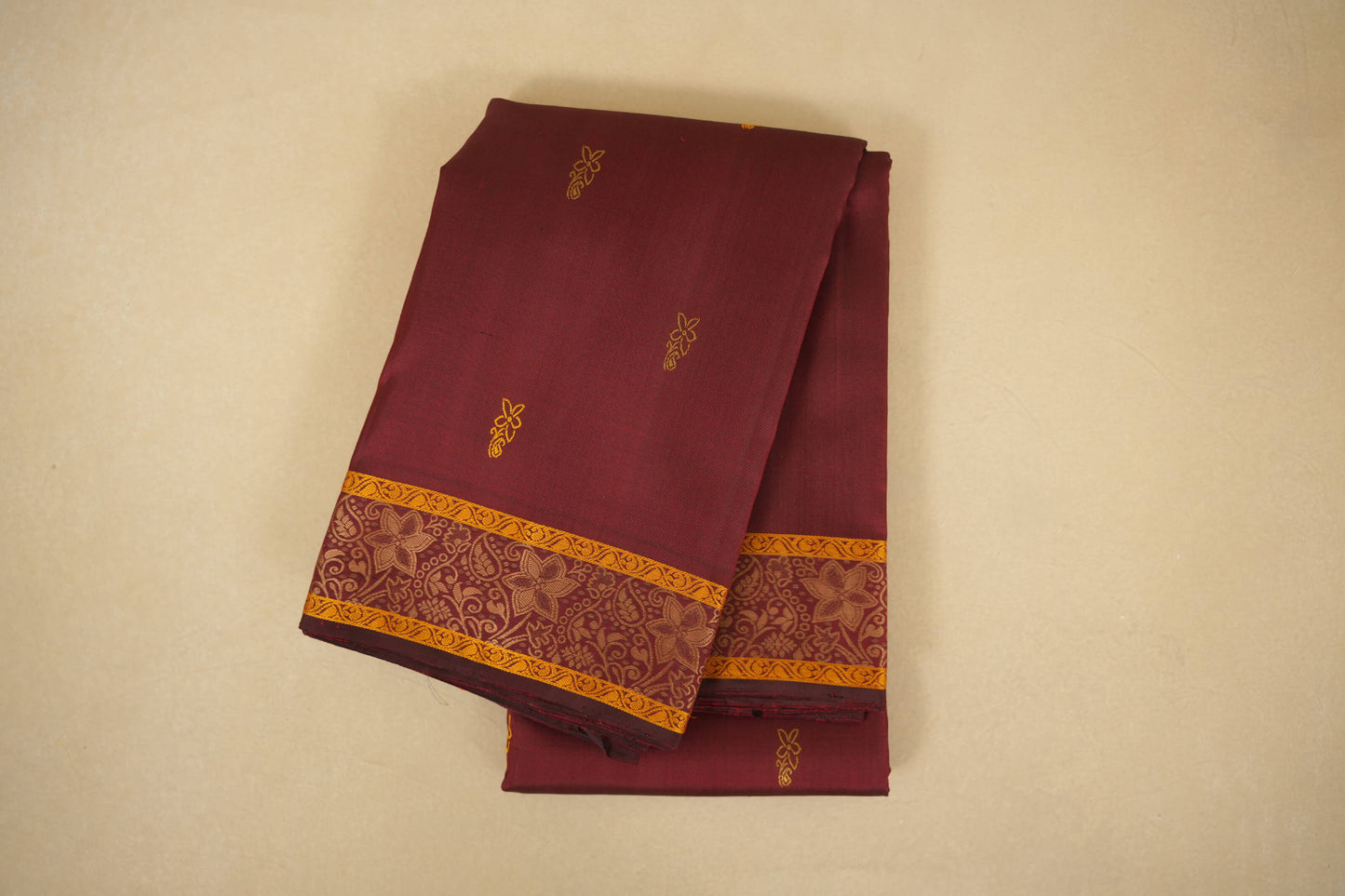Dark maroon vintage kanjivaram silk saree