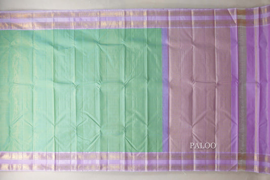 Pastel Green with Lavender Pink Borders Vintage Kanjivaram Silk Saree SS9075