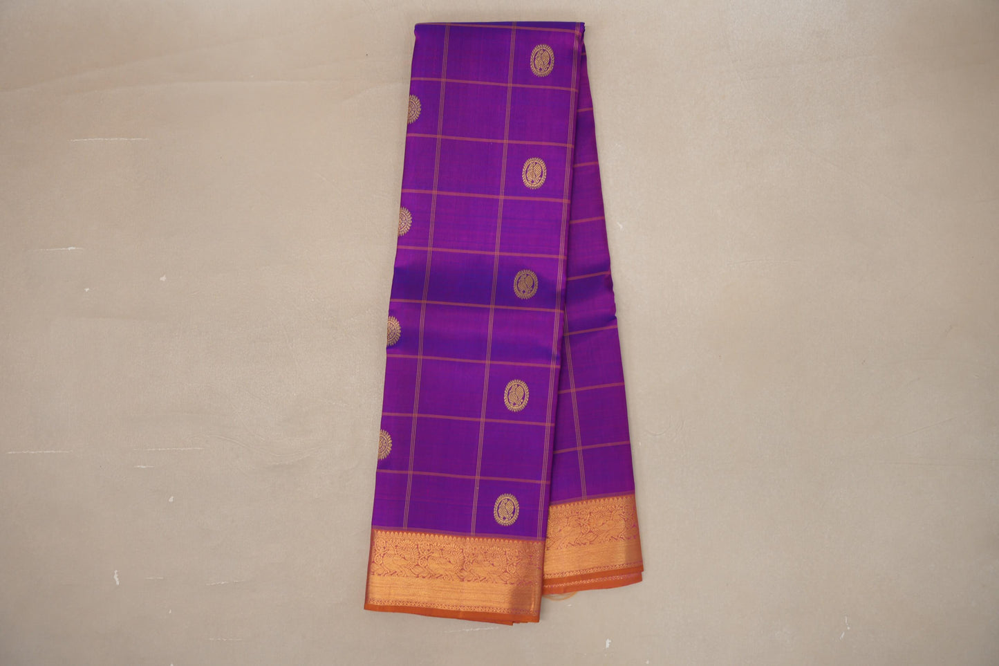 Dual Tone Blue and Pink with Dual Tone Mustard Yellow and Pink Borders Vintage Kanjivaram Silk Saree SS9076