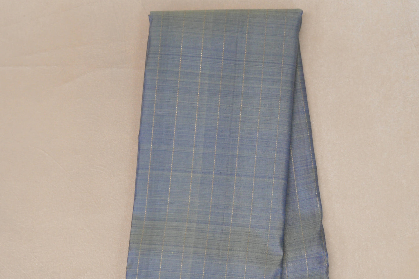 Dual Tone Silver Grey and Pastel Green with Dual Tone Pink and Blue Borders Plant Based Kanjivaram Silk Saree SS9078