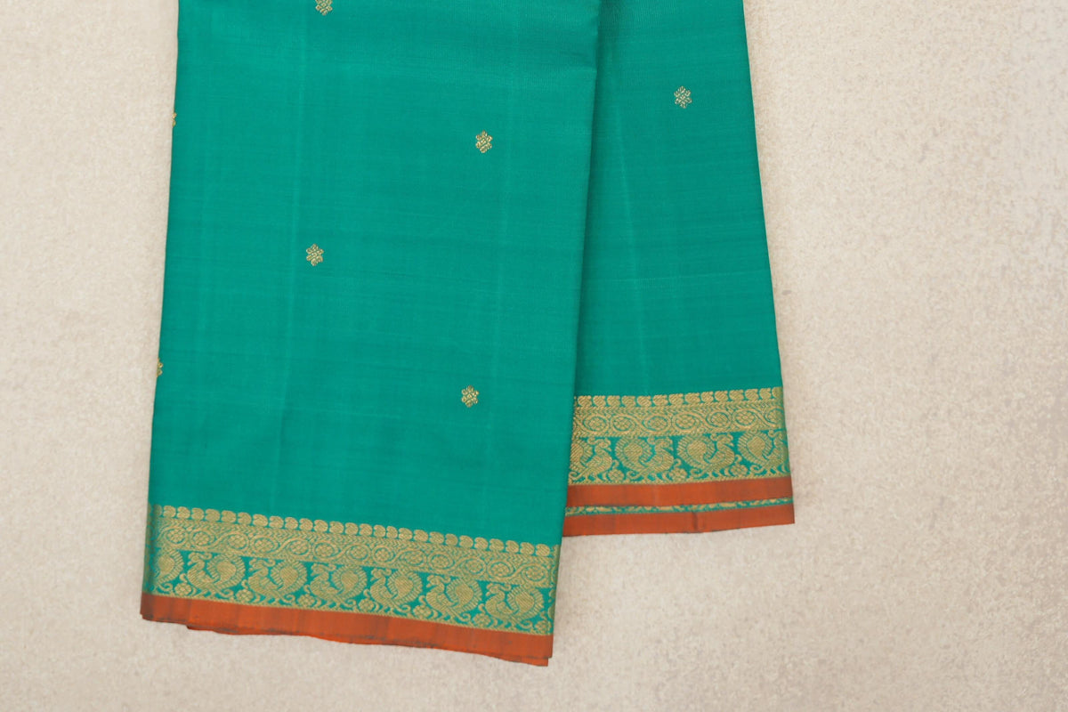 Aqua Green Vintage Kanjivaram Silk Saree border