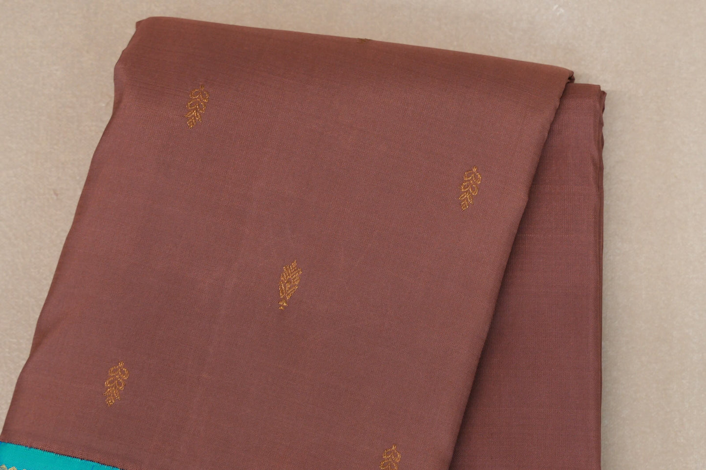 Earthy Brown with Aqua Blue Borders Vintage Kanjivaram Silk Saree SS9080