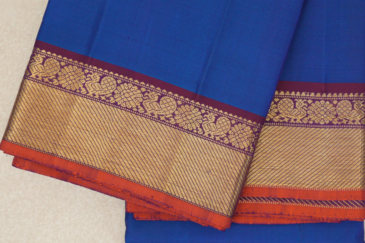 Deep Classic Blue Vintage Kanjivaram Silk Saree border