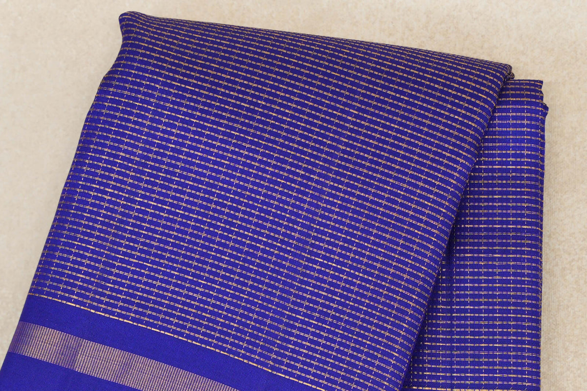 Royal Blue with Zari Checks Vintage Kanjivaram Silk Saree body