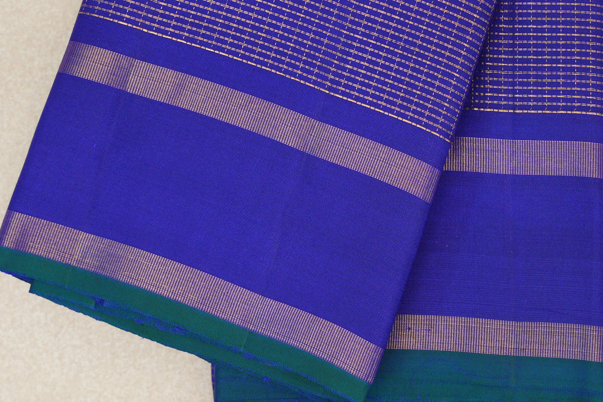Royal Blue with Zari Checks Vintage Kanjivaram Silk Saree border