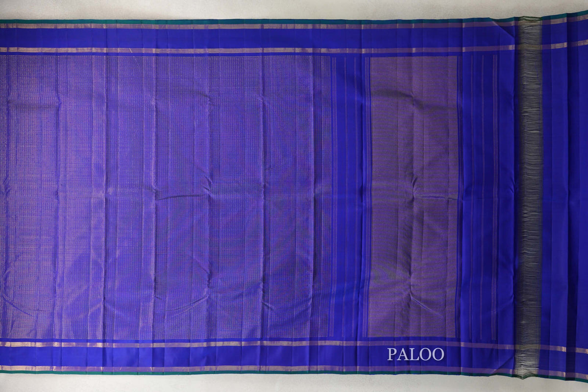 Royal Blue with Zari Checks Vintage Kanjivaram Silk Saree paloo