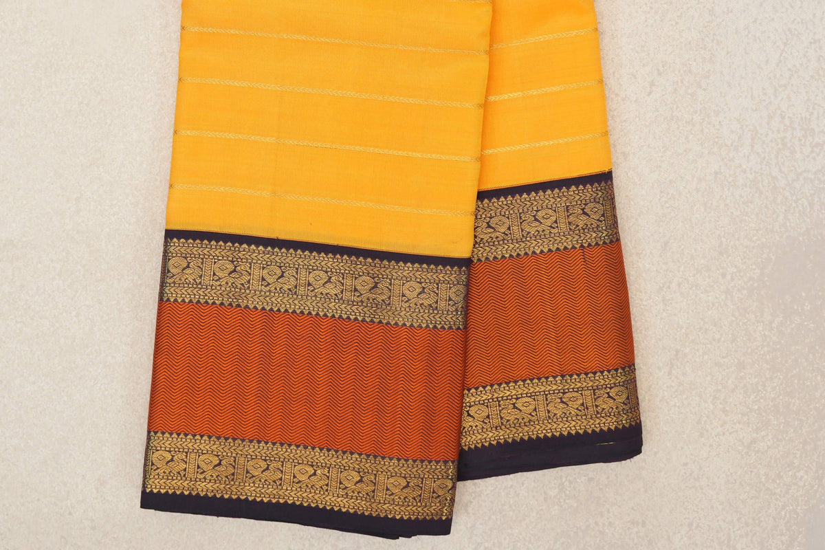 Mango Yellow Vintage Kanjivaram Silk Saree border