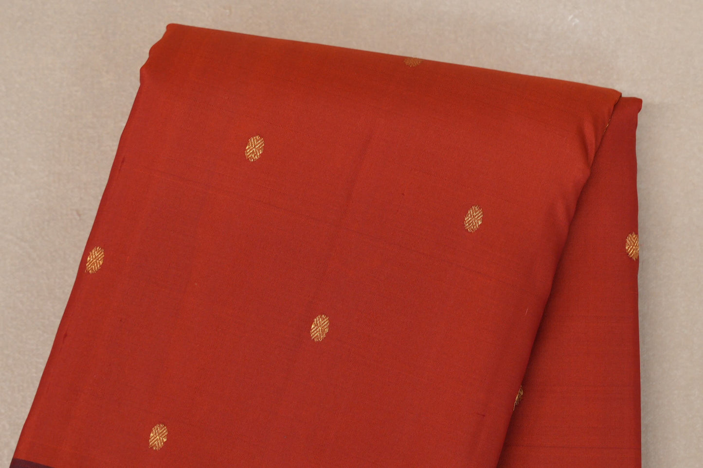 Rust Orange with Deep Maroon Borders and Dark Green Selvedge Vintage Kanjivaram Silk Saree SS9086