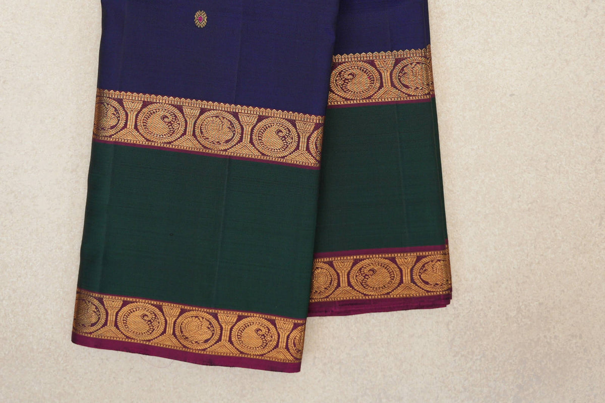 Deep Blue Vintage Kanjivaram Silk Saree border