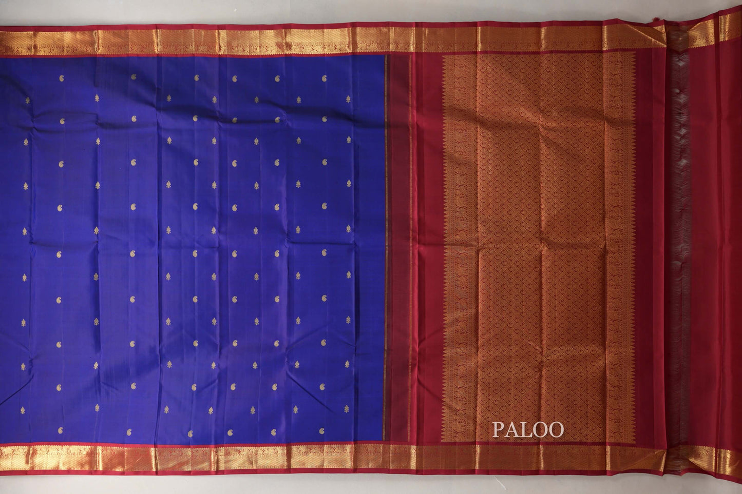 Deep Blue with Deep Maroon Borders Vintage Kanjivaram Silk Saree SS9087