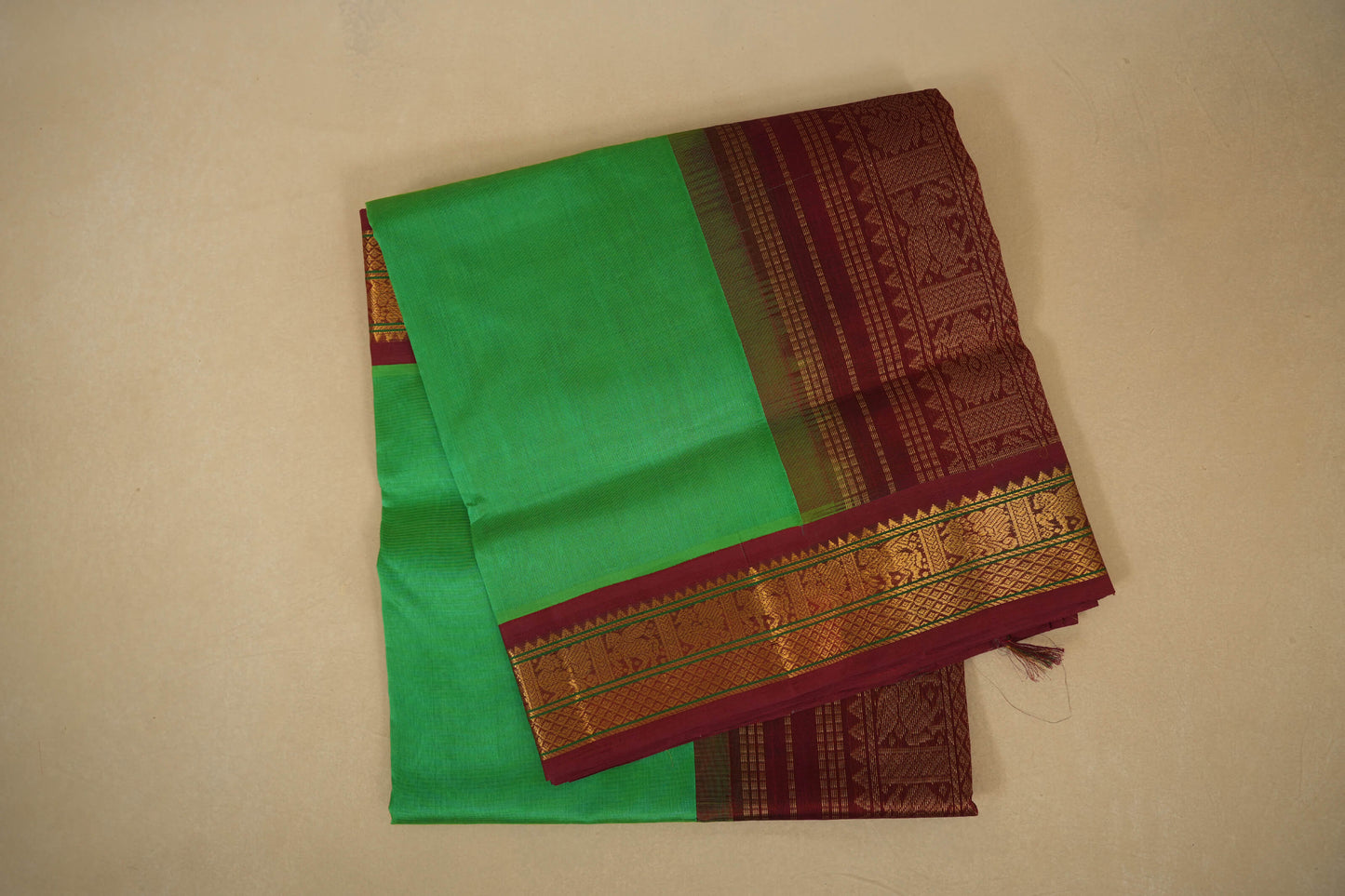 Rexona green vintage silk cotton saree