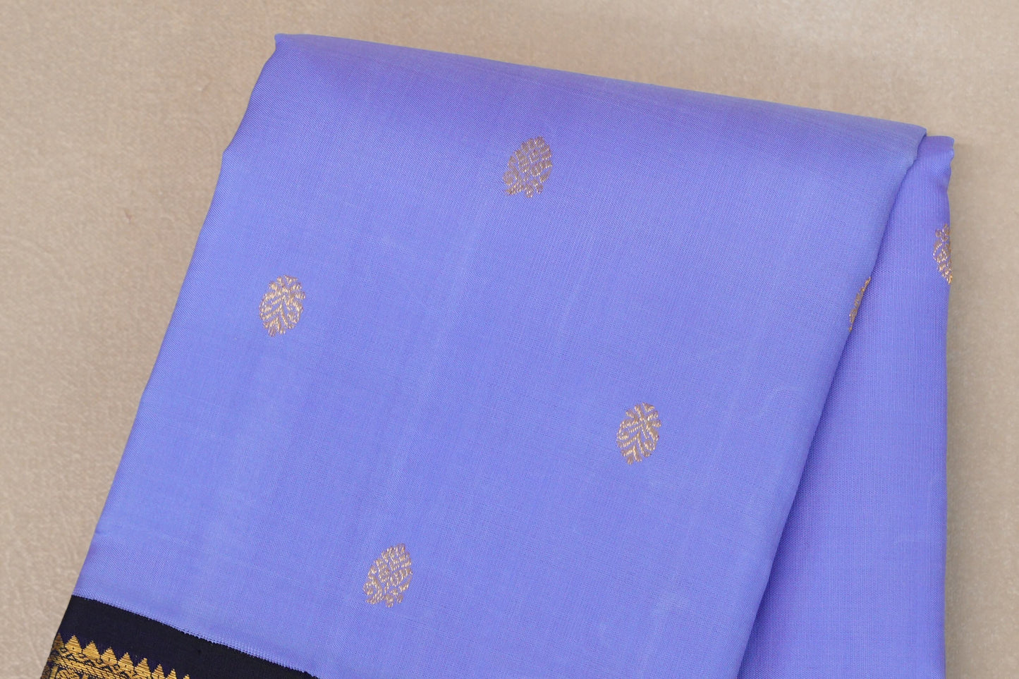 Lavender Blue with Deep Navy Blue Borders Vintage Kanjivaram Silk Saree SS9089