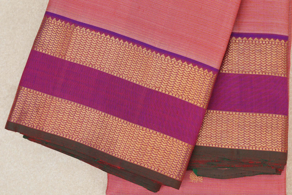 Salmon Pink Vintage Kanjivaram Silk Saree border