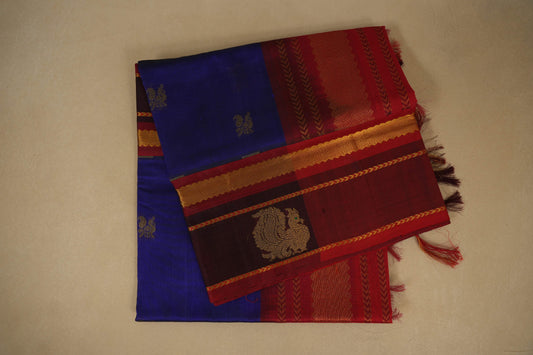 Blue vintage silk cotton saree