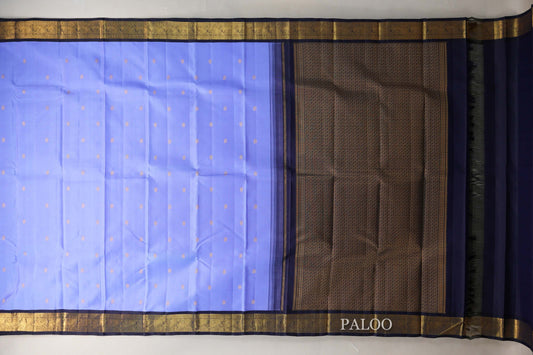 Lavender Blue with Deep Navy Blue Borders Vintage Kanjivaram Silk Saree SS9089