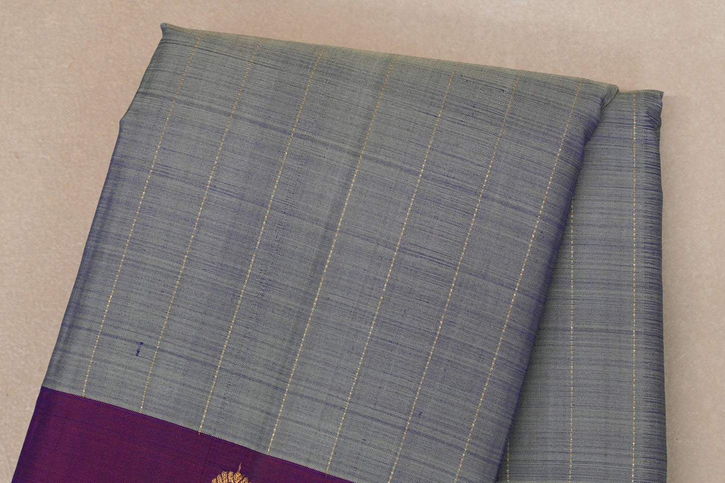 Dual Tone Silver Grey and Pastel Green with Dual Tone Pink and Blue Borders Vintage Kanjivaram Silk Saree SS9090