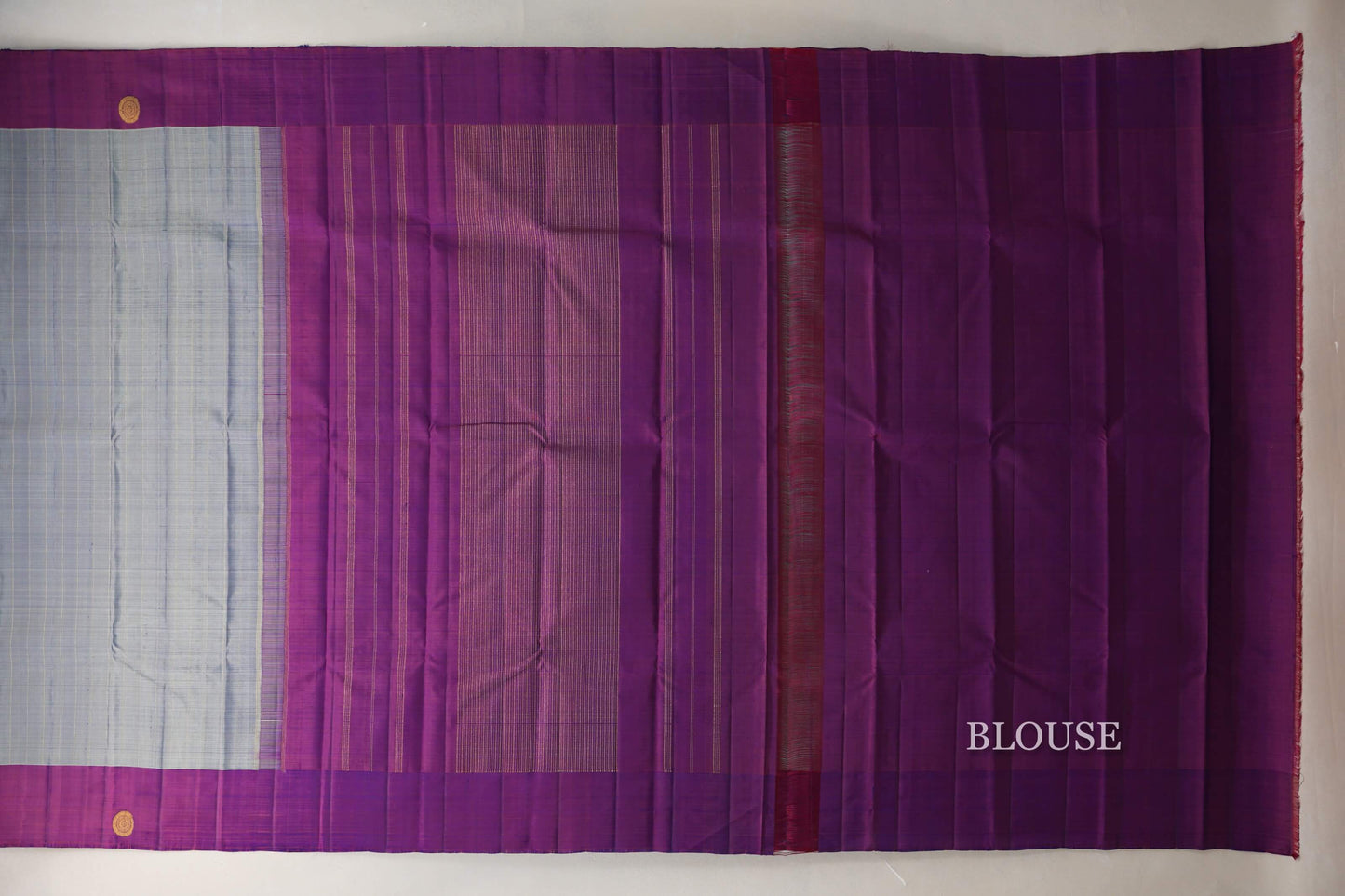 Dual Tone Silver Grey and Pastel Green with Dual Tone Pink and Blue Borders Vintage Kanjivaram Silk Saree SS9090