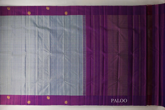 Dual Tone Silver Grey and Pastel Green with Dual Tone Pink and Blue Borders Vintage Kanjivaram Silk Saree SS9090