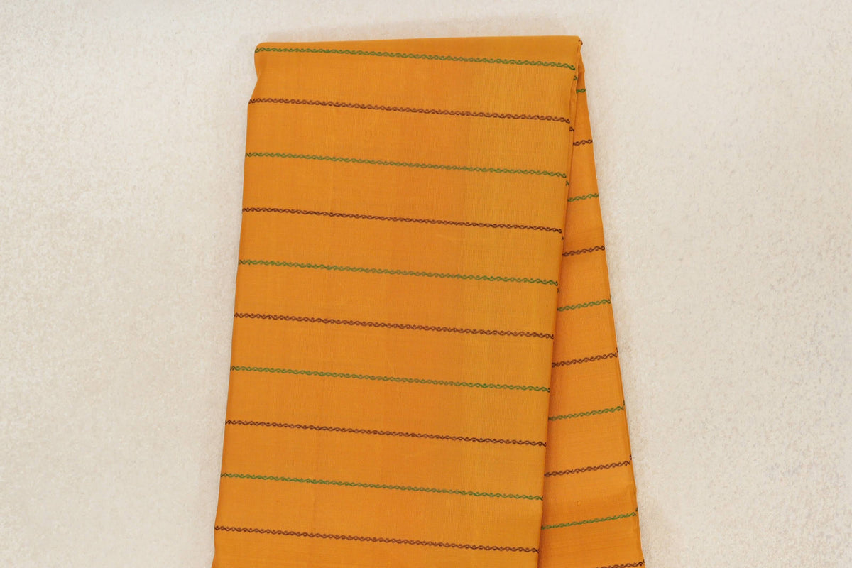 Mango Yellow with Pastel Green Borders Vintage Kanjivaram Silk Saree body
