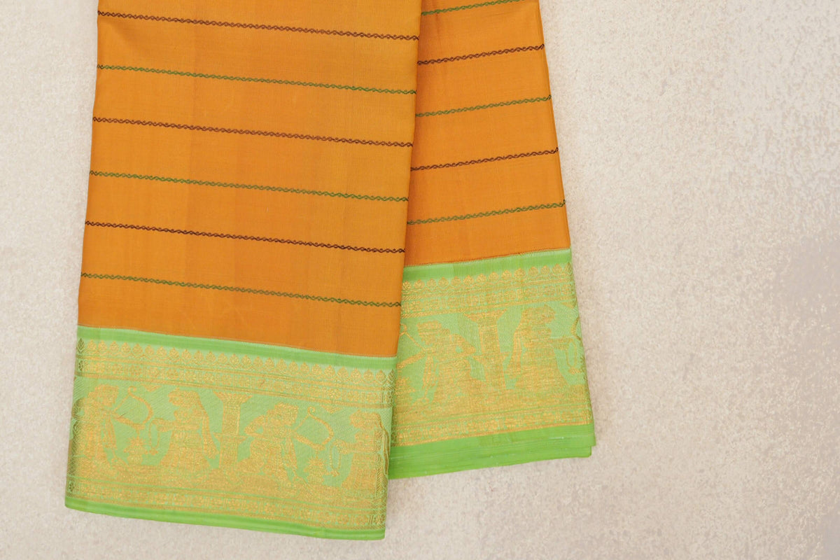 Mango Yellow Vintage Kanjivaram Silk Saree border