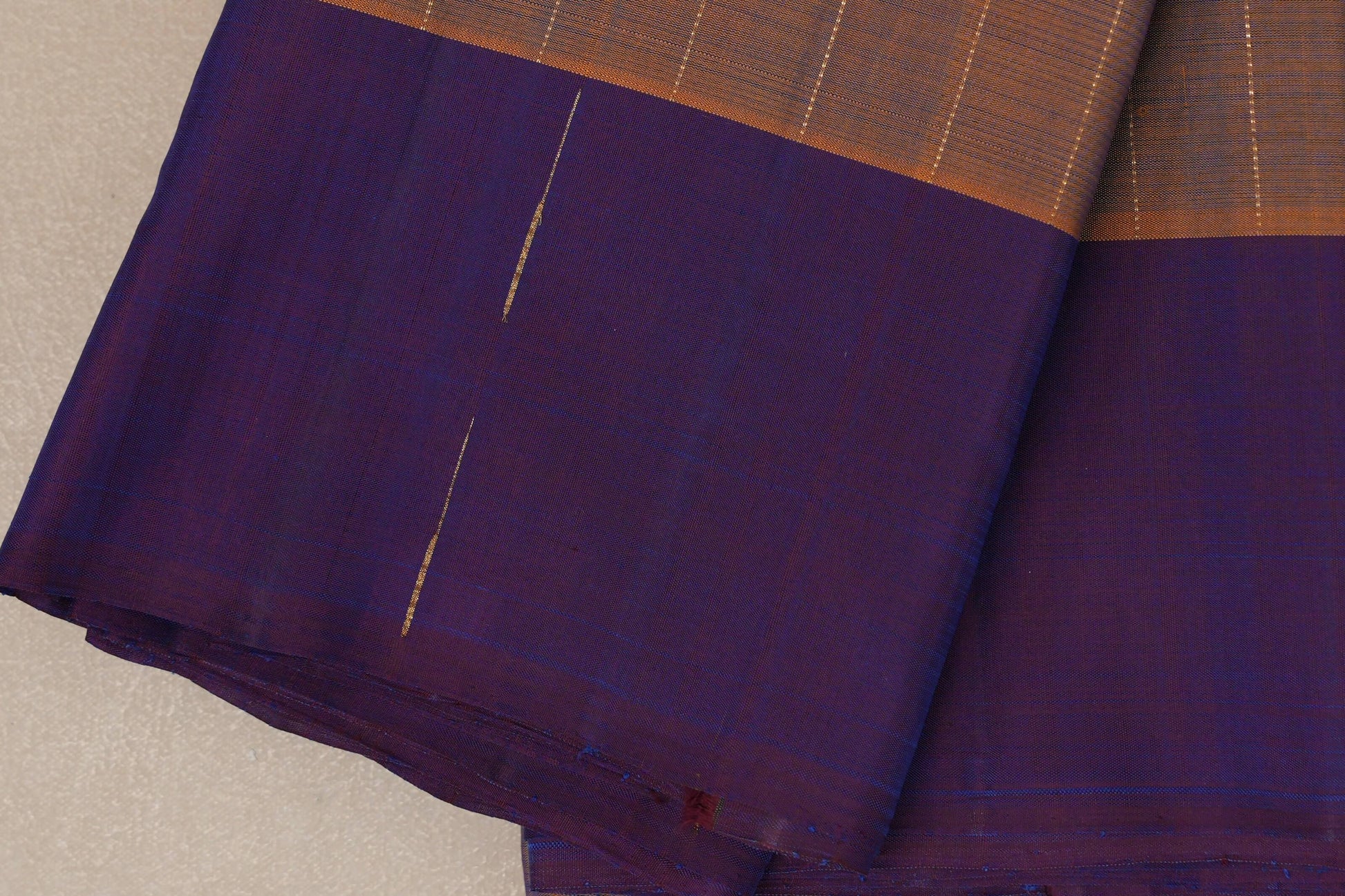 Dual Tone Mustard and Blue Plant Based Kanjivaram Silk Saree by Shreenivas Silks border