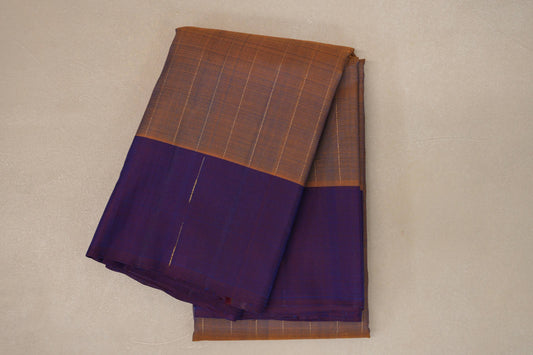 Dual Tone Mustard and Blue Plant Based Kanjivaram Silk Saree by Shreenivas Silks 