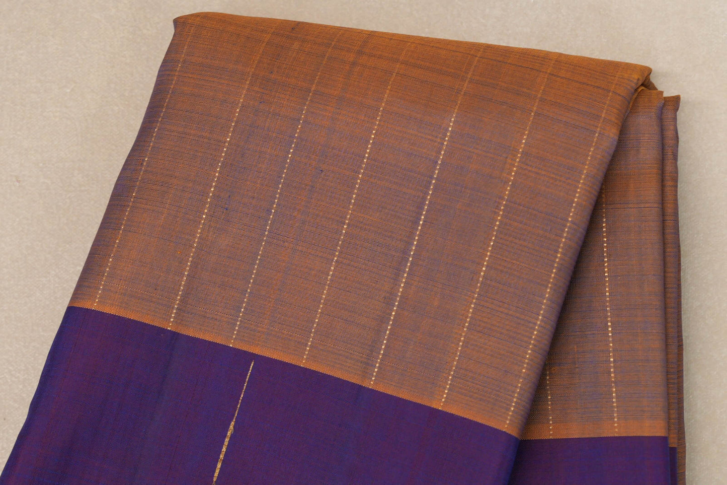 Dual Tone Mustard and Blue Plant Based Kanjivaram Silk Saree by Shreenivas Silks  body