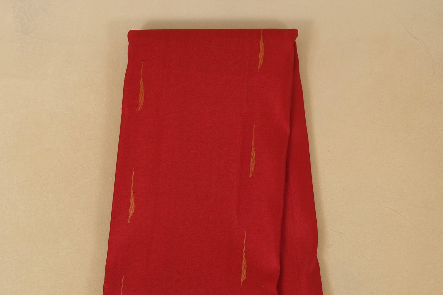 Red Kanjivaram Silk Saree with Temple Borders  body zoom