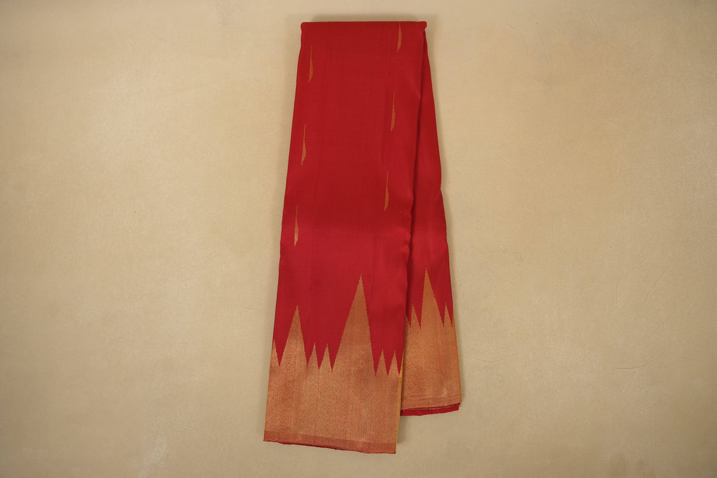 Red Kanjivaram Silk Saree with Temple Borders