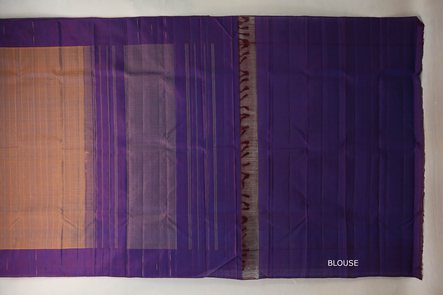 Dual Tone Mustard and Blue Plant Based Kanjivaram Silk Saree by Shreenivas Silks  blouse