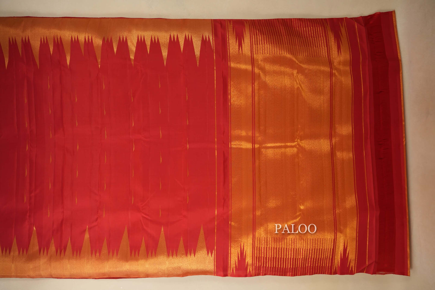 Red Kanjivaram Silk Saree paloo